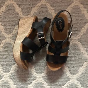 Black Clarks Wedges